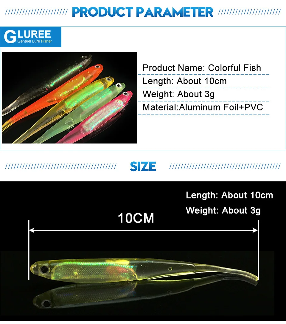 GLUREE-5Pcs-Soft-Fishing-Lures-Rainbow-Artificial-Bait-Colorful-3g10cm-Material-Aluminum-Foil-Embedded-Fishing-Tackle-Multicolor_03