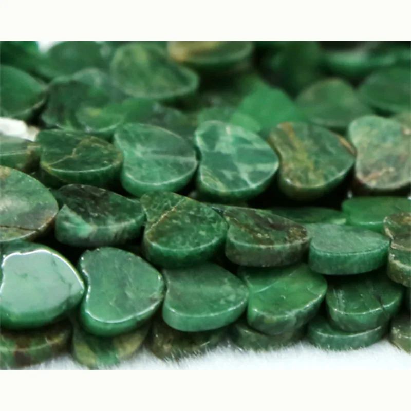 Wholesale Natural Jade Genuine Africa Green Jade Flat Heart Shape Loose