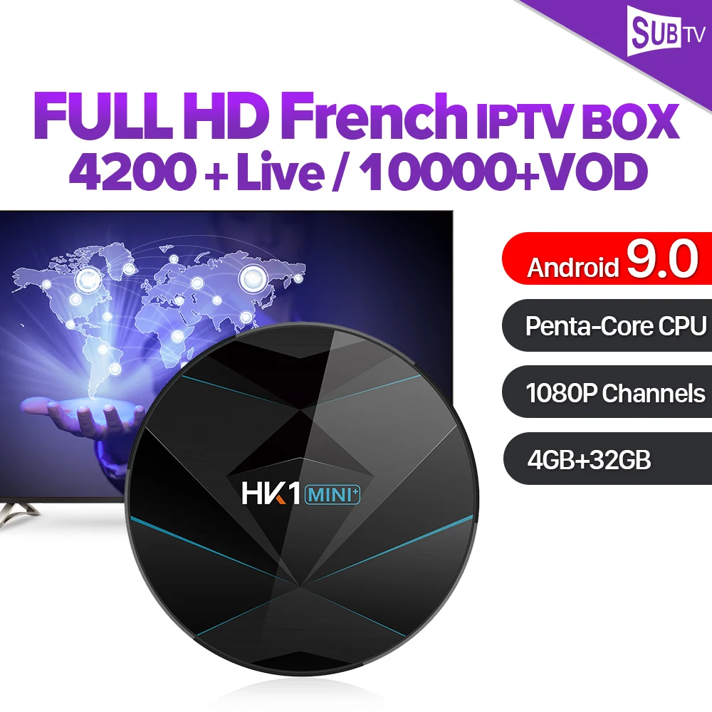 

IPTV Android Smart tv box HK1MINI+ SUBTV IPTV Subscription 4G 32G BT 4.0 RK3318 IPTV France Portugal Italy Sweden IP TV Belgium