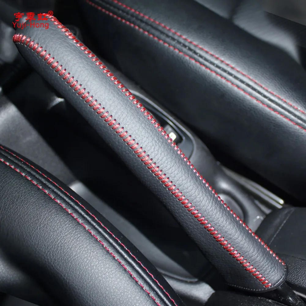 Yuji-Hong Car Handbrake Covers Case for Peugeot 206 207 Citroen C2 Genuine Leather Car-styling Auto Handbrake Grips Black