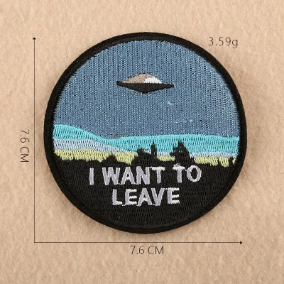 1pcs Space Universe UFO parches Embroidered Iron on Patches for Clothing DIY Motif Stripes Clothes Stickers The aliens Badges - Цвет: ZU03-22