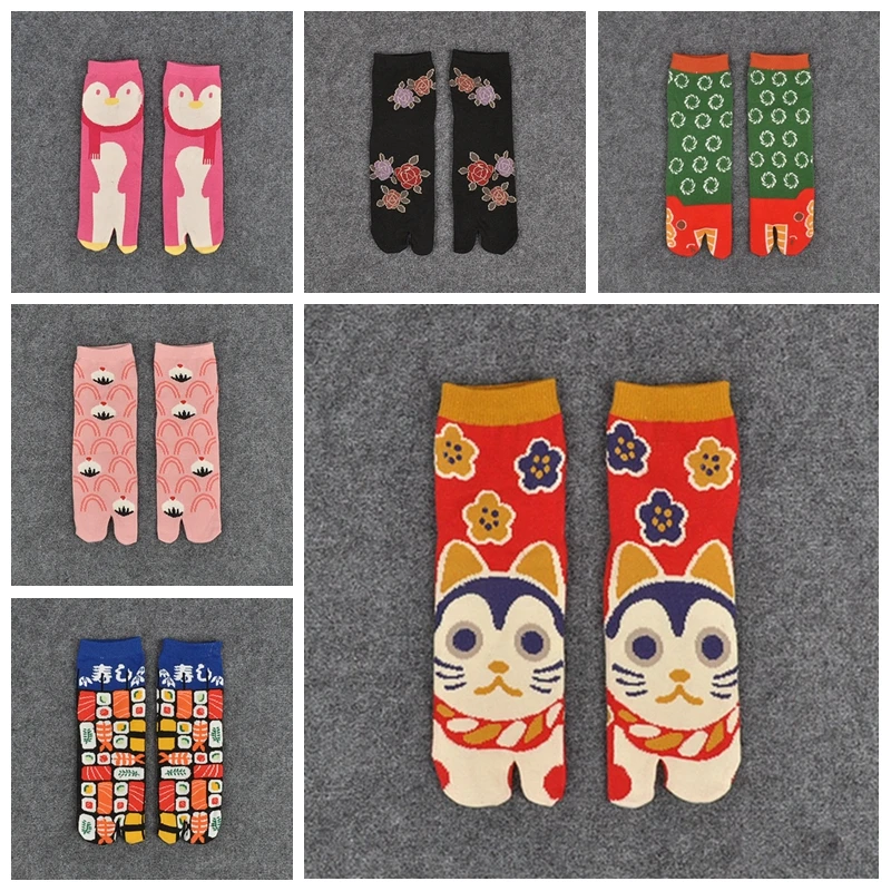 1 Pair Womens Fashion Short Print Socks Cotton Tabi Split Toe Socks Geta Kimono Flip Flop CARP Koi Samurai XLZ9450 1 Pair Womens Fashion Short Print Socks Cotton Tabi Split Toe Socks Geta Kimono Flip Flop CARP Koi Samurai XLZ9450