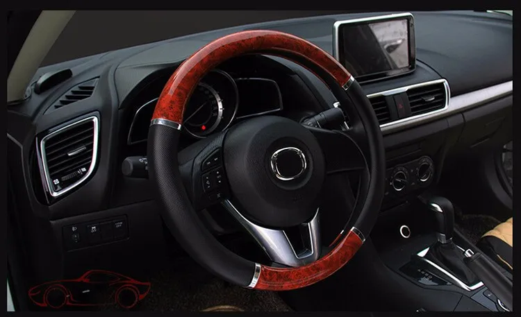 DERMAY Premium Wood-Design Steering Wheel Cover