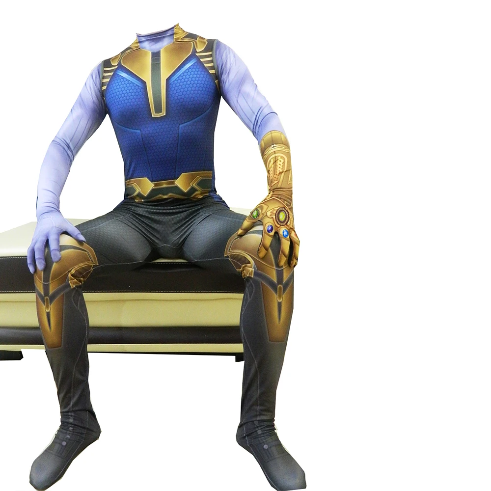 Танос костюм Мстители 4 Endgame косплэй танос комбинезон Комбинезоны для взрослых Хэллоуин Карнавал ролевые игры маскарадный