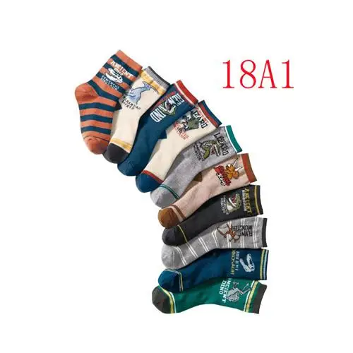 10 пар детских носков летние носки для маленьких мальчиков хлопковые детские Полосатые Носки с рисунком динозавра для От 3 до 12 лет носки для детей-подростков - Цвет: 18A1
