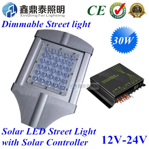 

LED Street Light 12V 24V 30W Lamp with Intelligent PWM digital-dimming Solar Controller for Solar Energy Street Lighting System