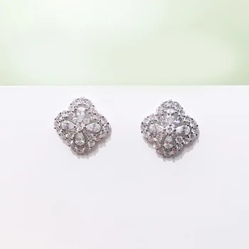 

Bilincolor high quality fashion silver color white cz flower stud earring for women