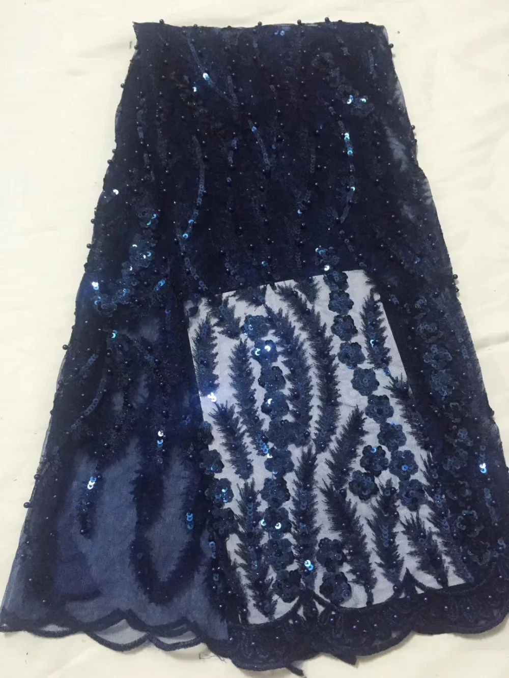 

High quality sequined gauze lace fabric, Nigerian African lace fabric with beautiful beads French lace