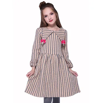 

Korean version children's wear A cute bow-knot children's dress with pure cotton stripes
