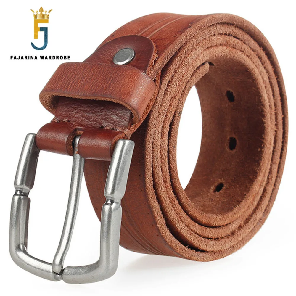 Ремень мужской из воловьей кожи в полоску с металлической пряжкой|belt for men|accessories