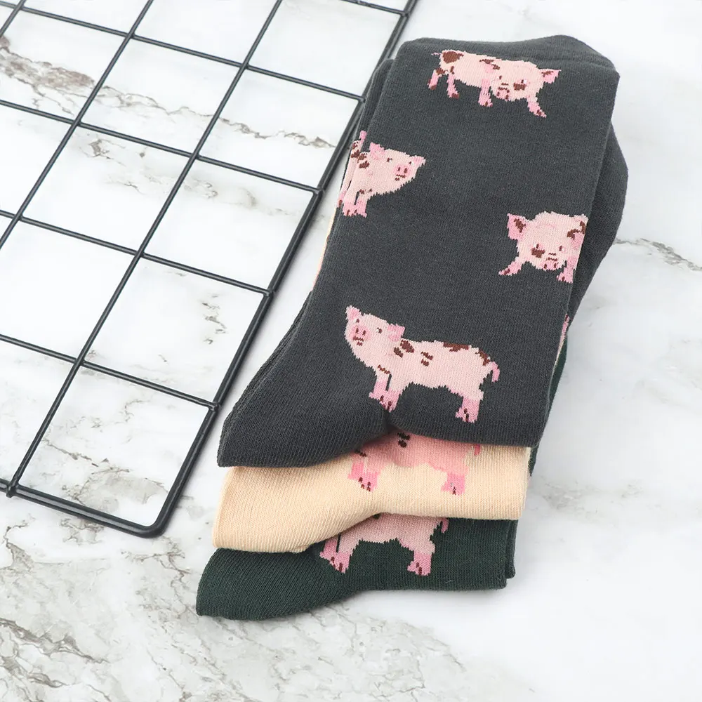 Soft Stretchy Women Medium Stock Casual Sock Animal Design Cotton Sock
