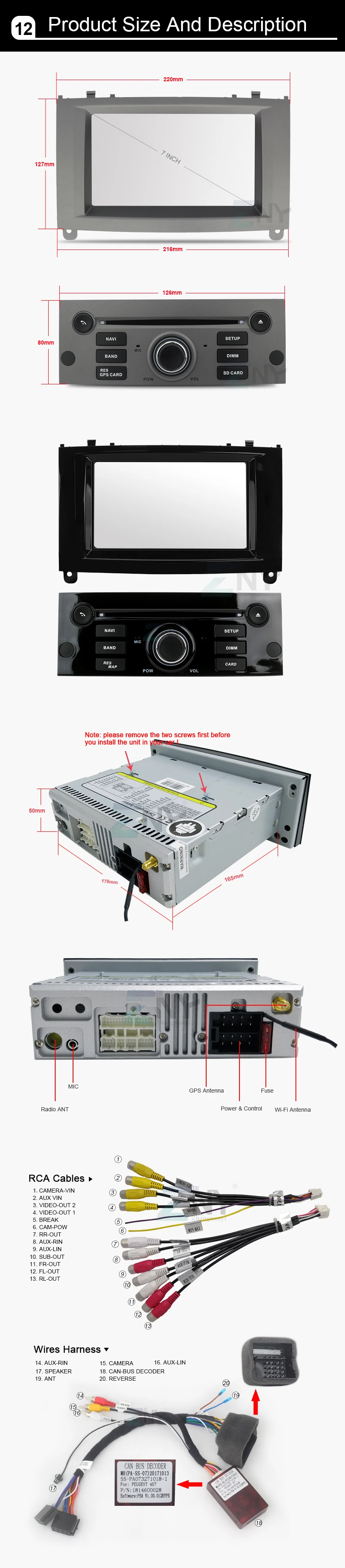 Best 7" HD Android 8.1 Car GPS Stereo For Peugeot 407 Auto Radio FM RDS DVD WiFi Navigation BT Audio Video Multimedia Backup Camera 13