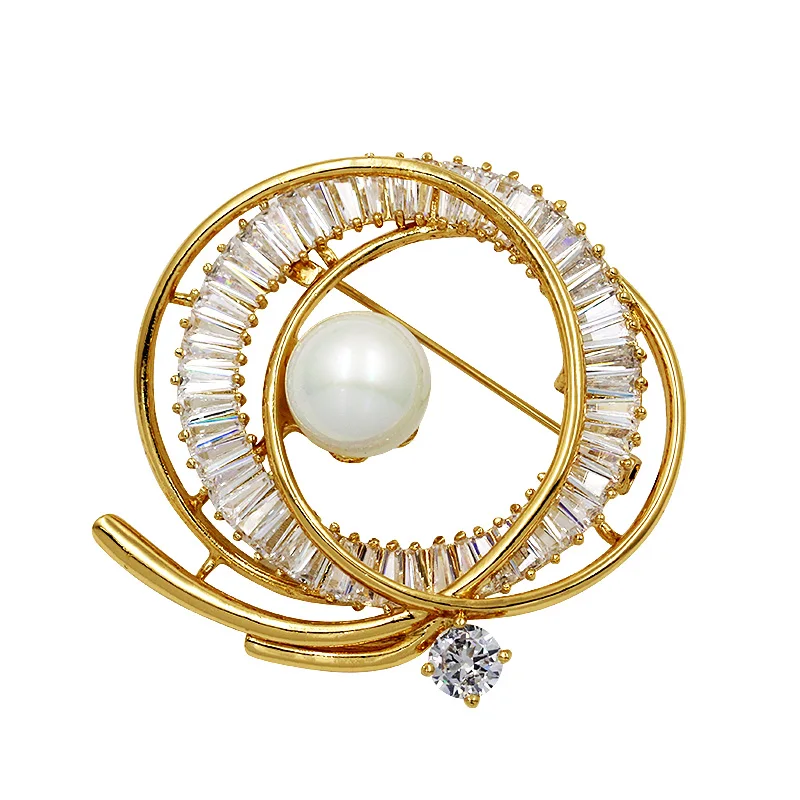 

baiduqiandu Brand Top Quality Shinning Cubic Zirconia Circle Brooch For Women In Silver Color or Gold Color Plated
