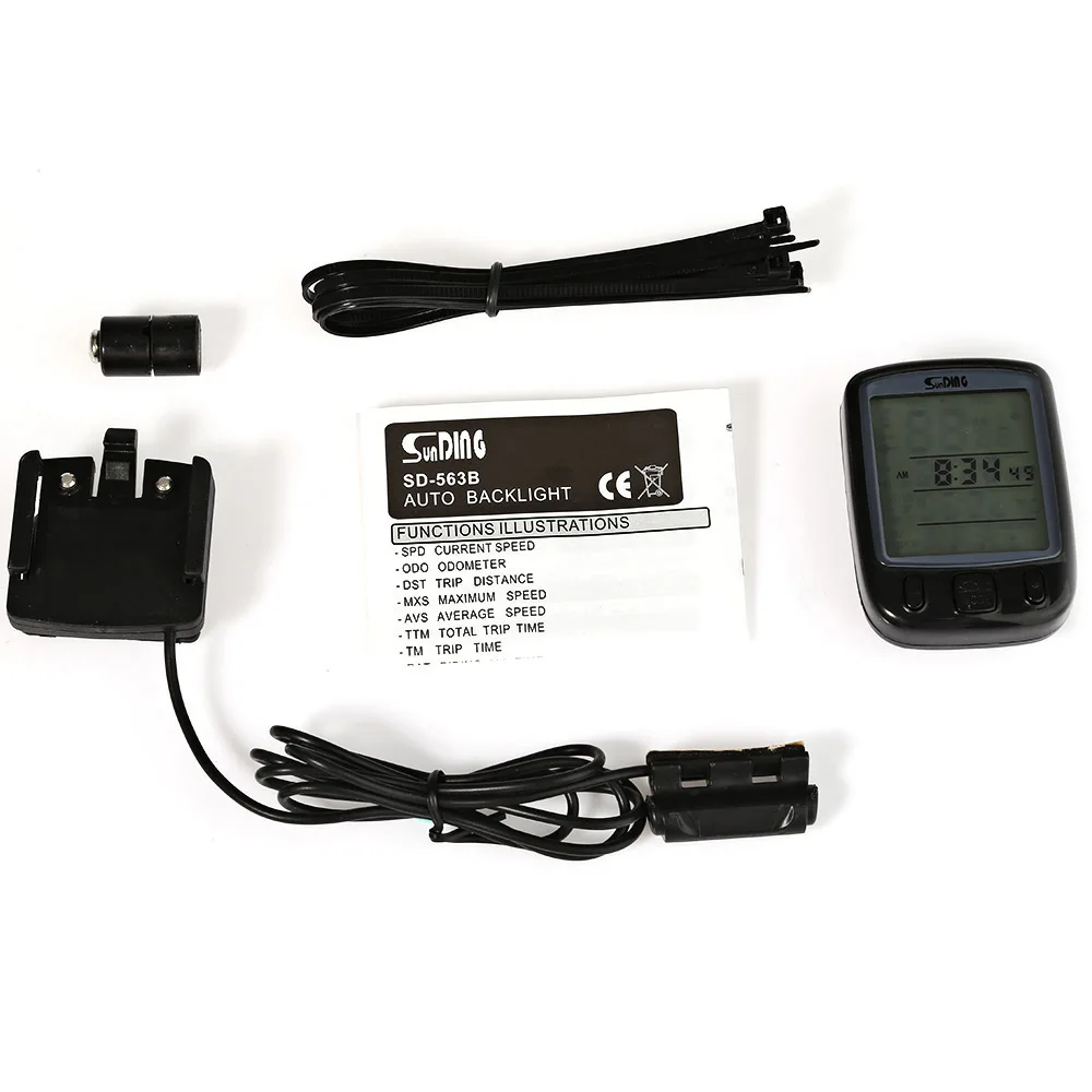 SunDing-SD-563B-Bicycle-Computer-Water-Resistant-Cycling-Odometer-Speedometer-with-Green-LCD-Backlight-Bike-Computer (2)