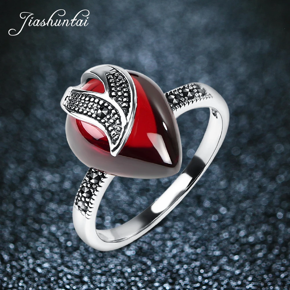 

JIASHUNTAI Retro Thai Silver Rings Vintage 925 Sterling Silver Jewelry For Women Flower Shape