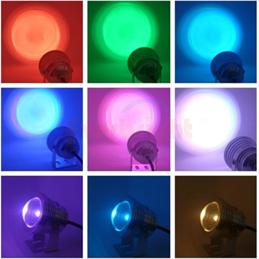 submersible led pool lights 10W DC12V LED underwater light fountain lamp led pool pond lights waterproof IP68 Convex Glass red green blue warm white rgb swimming pool lights underwater