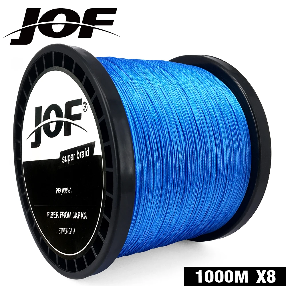 Леска JOF плетеная 8 нитей флуоресцентный синий 100 м 150 300 500 1000 шнур linha multifilamento