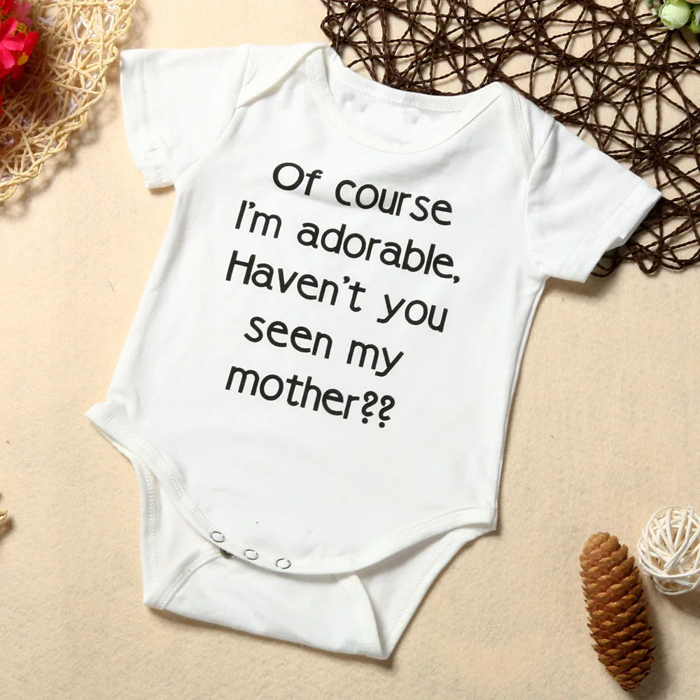 Summer infant romper White Letters Toddler Baby Boys Girls Cotton Onesies Short Sleeve Romper Jumpsuit Playsuit Baby Clothes#yl