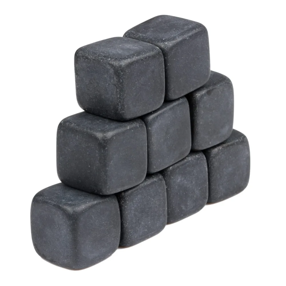 9 Pcs/Set Cold Whisky Chilling Sipping Stones Black Marble Stone Wine