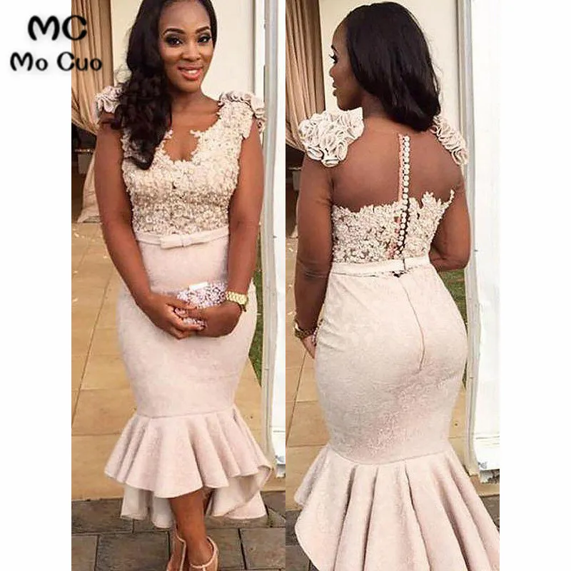 Mermaid Sleeveless V-neck Satin Beading Asymmetrical Dresses