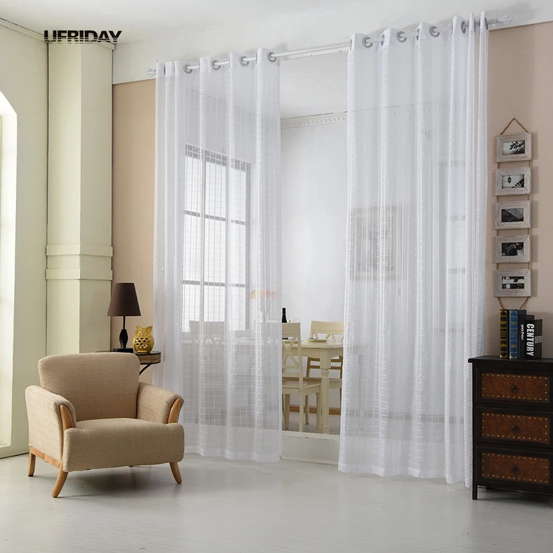 Ufriday Moderne Fenster Dekoration Fur Home Sheer Voile Vorhange Weiss Plaid Fenster Gardinen Gaze Tull Vorhang Fur Wohnzimmer Neue Curtains For Tulle Curtainscurtains For Living Room Aliexpress