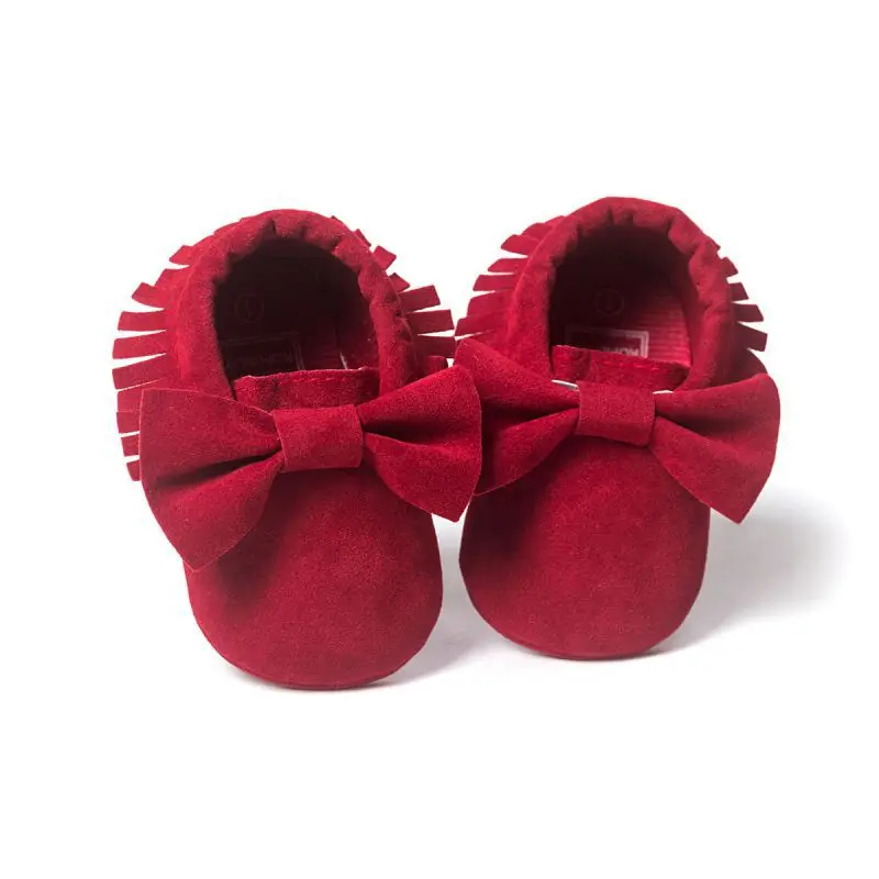 Милые детские мягкие с кисточками для девочек лук мягкой подошвой Младенцы Девушка кисточкой обувь