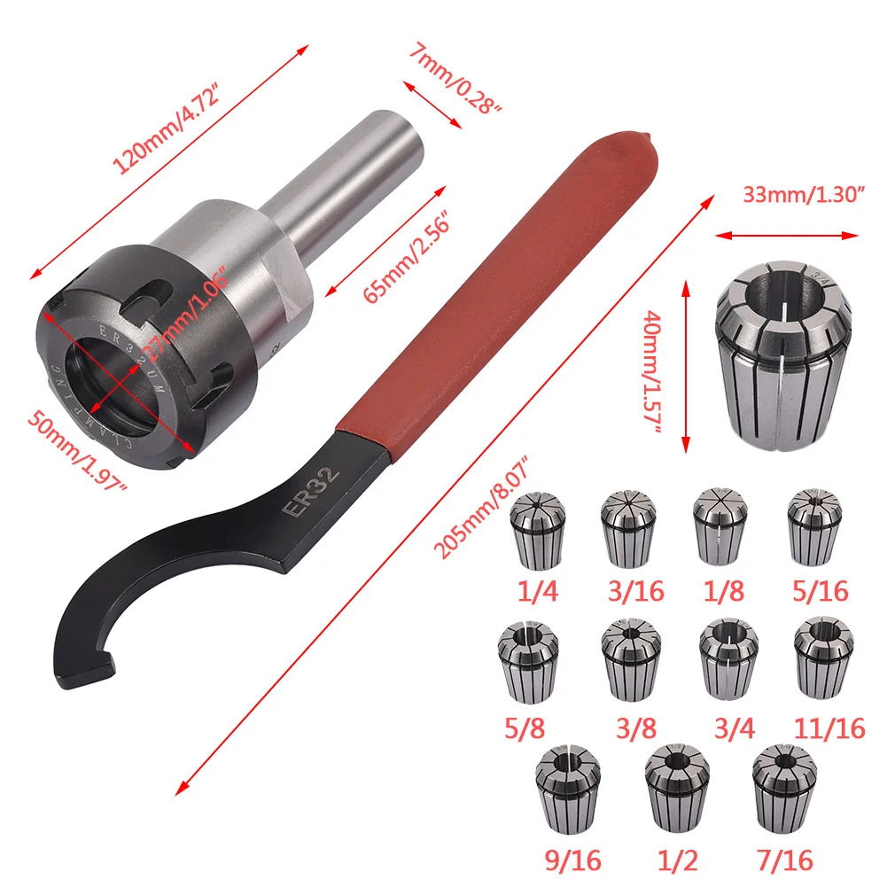 3/4 Цилиндрический хвостовик ER32 патрон с 11 шт набор цанг держатель конуса Морзе для фрезерный станок инструмент