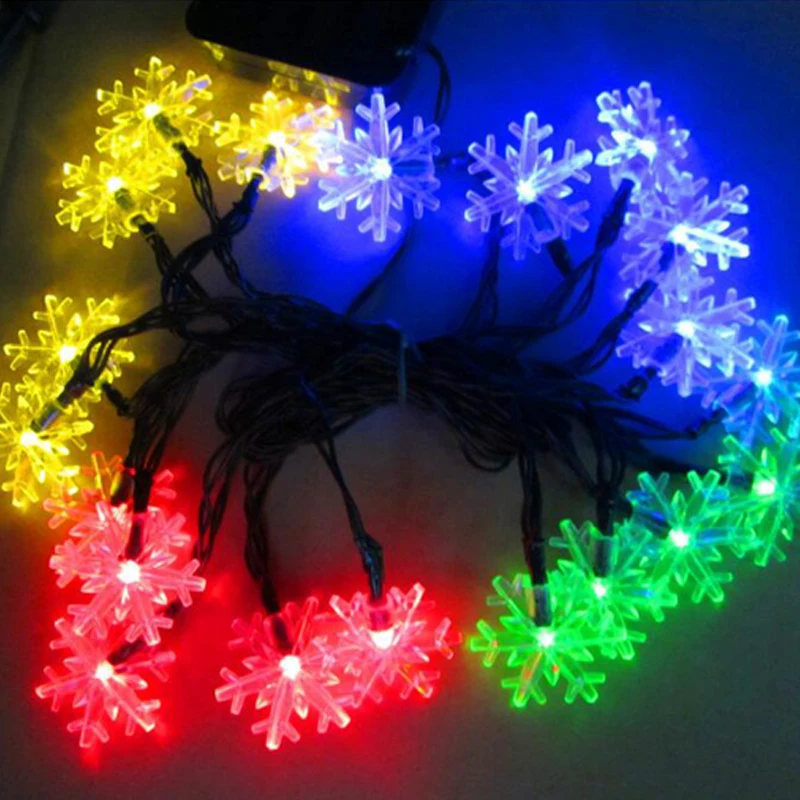 Levou ao ar Floco de Neve Seqüência de Luz Luzes de Natal em Casa Decoração do Partido Livre Solar - 30 Levou Flasher Luzes Luz 5 m 10 LEVOU Ao Ar Livre Luz Solar 5