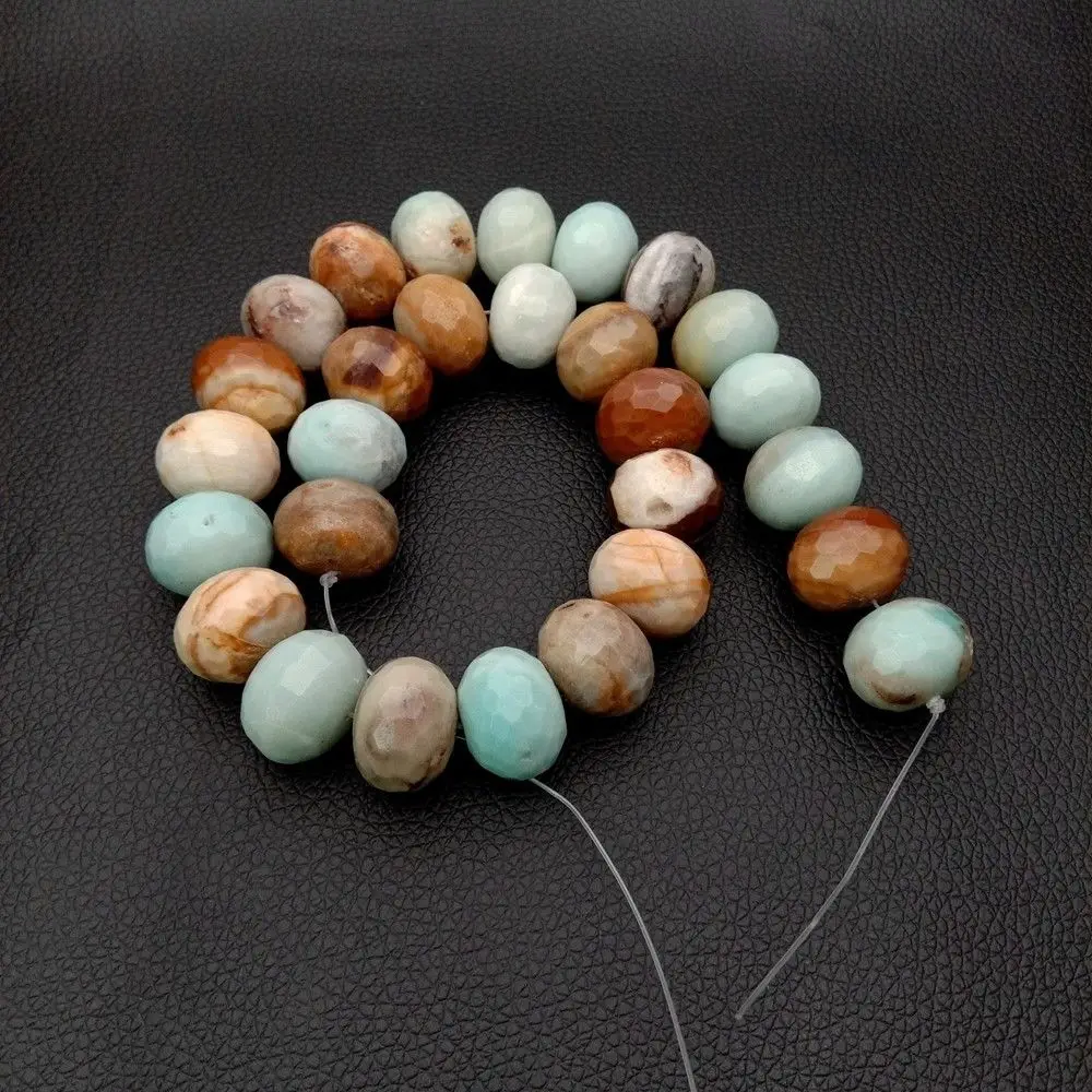 

8SE11269 Natural Amazonite Faceted Loose Beads 15.5'' Per Strand Size 14x18mm
