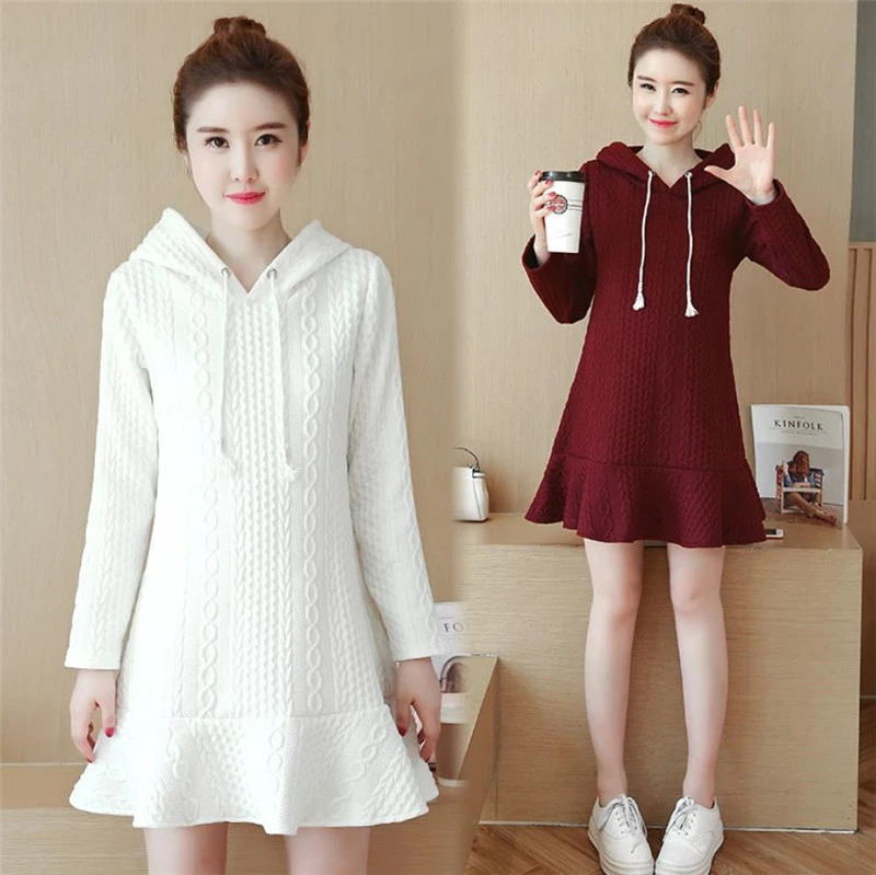 red winter maternity dress