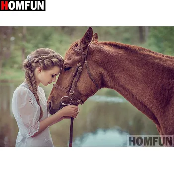 

HOMFUN Full Square/Round Drill 5D DIY Diamond Painting "Beauty horse" 3D Embroidery Cross Stitch 5D Home Decor Gift A17409