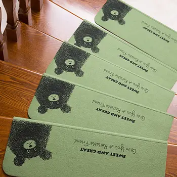 

5PCS Non-Slip Self-adhesive Staircase Pads Step Mats Stair Carpets Treads Protect Staircases From Scratched Wipe Bear Pattern #