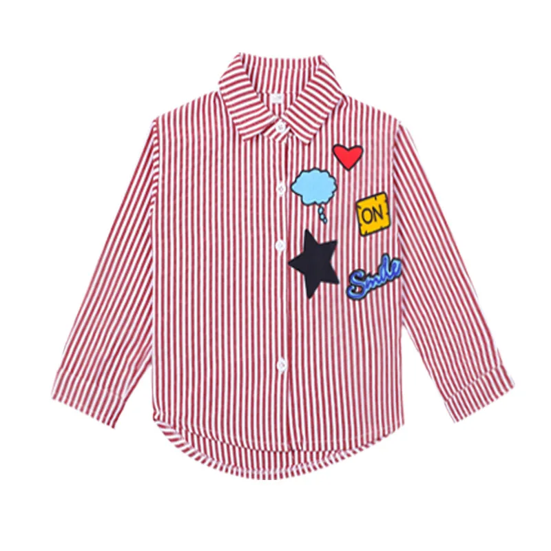 

Toddler Girls Blouses Striped Cartoon Pattern Kids Blouse for Girls 2019 New Long Sleeve Spring Autumn Children Tops Clothing