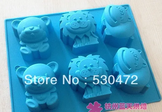 Форма для торта с 6 отверстиями в форме льва медведя/силиконовая форма кастрюля