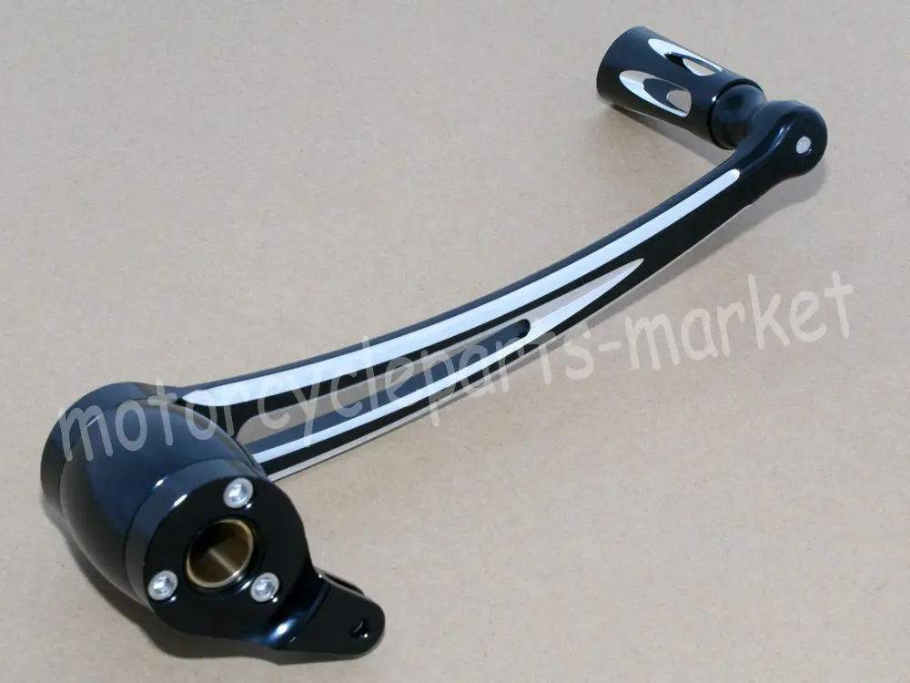 For Harley FLT FLHX FLHT FLHR FLTR FLHTCUTG- Black Motorcycle CNC Cut Brake Arm Lever W/ Peg Pedal Case
