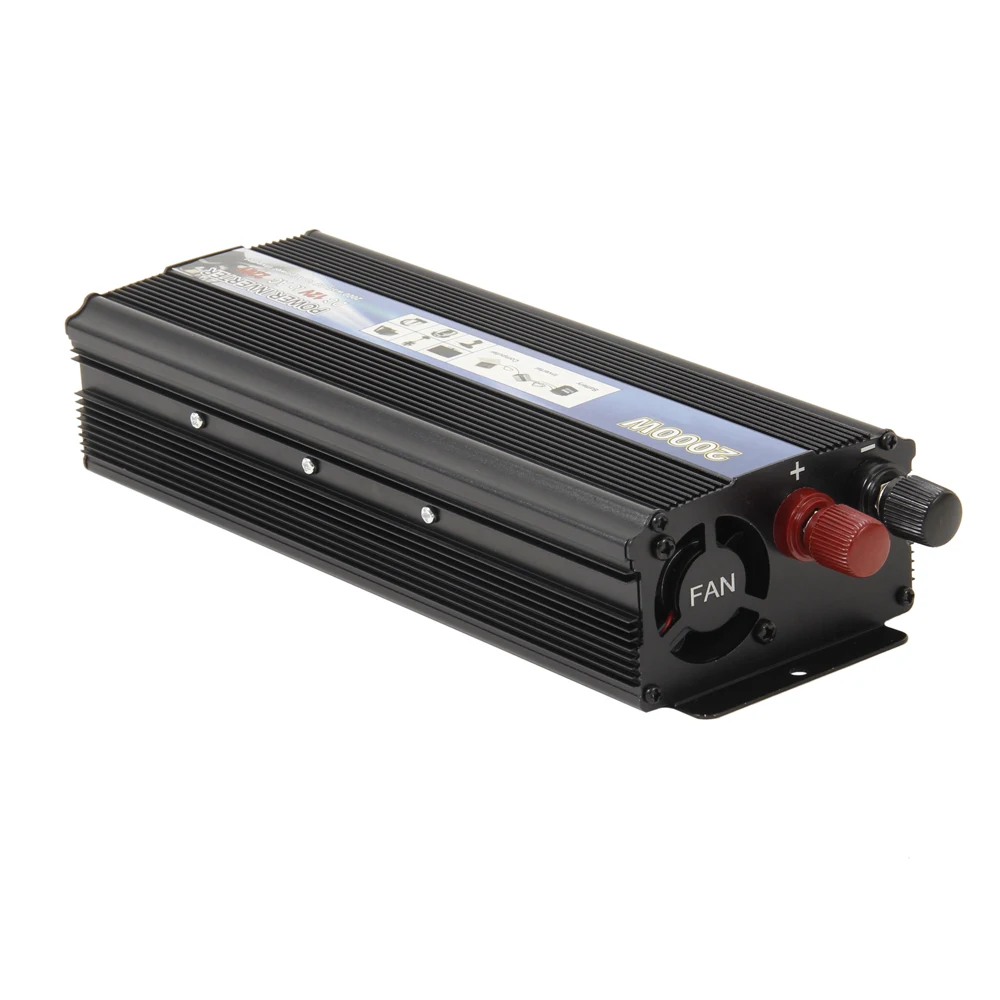 

Rectangle Car Inverter 2000W DC 12V To AC 220V Power Inverter Charger Converter Sturdy and Durable Vehicle Power Supply Switch