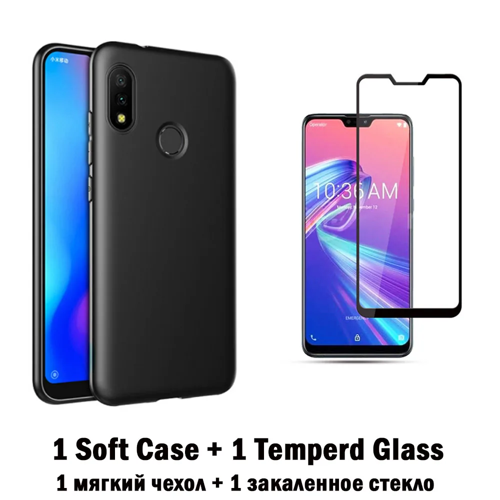 MUCHI Full Tempered Glass + Slim Matte Soft Silicone Phone Cover Case For ASUS Zenfone Max Pro M2 ZB631KL ZB633KL Cases |