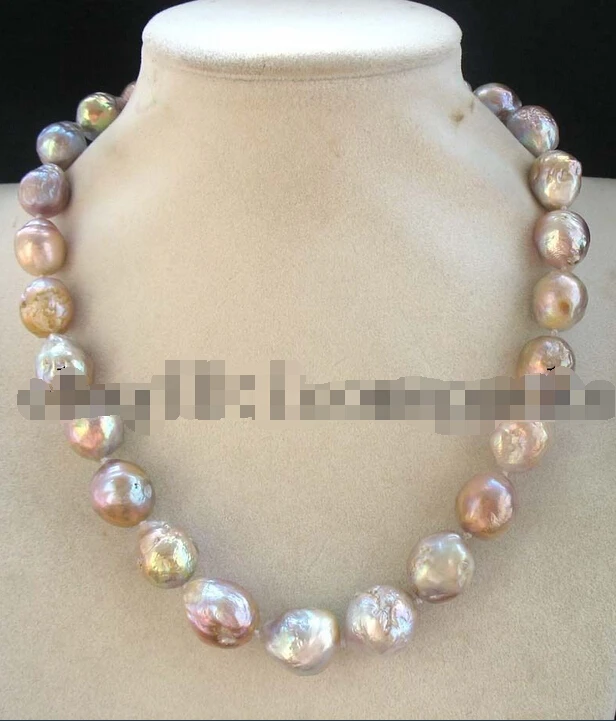 

freshwater pearl multicolor reborn keshi drop necklace 18" nature ^^^@^Noble style Natural Fine jewe FREE SHIPPING