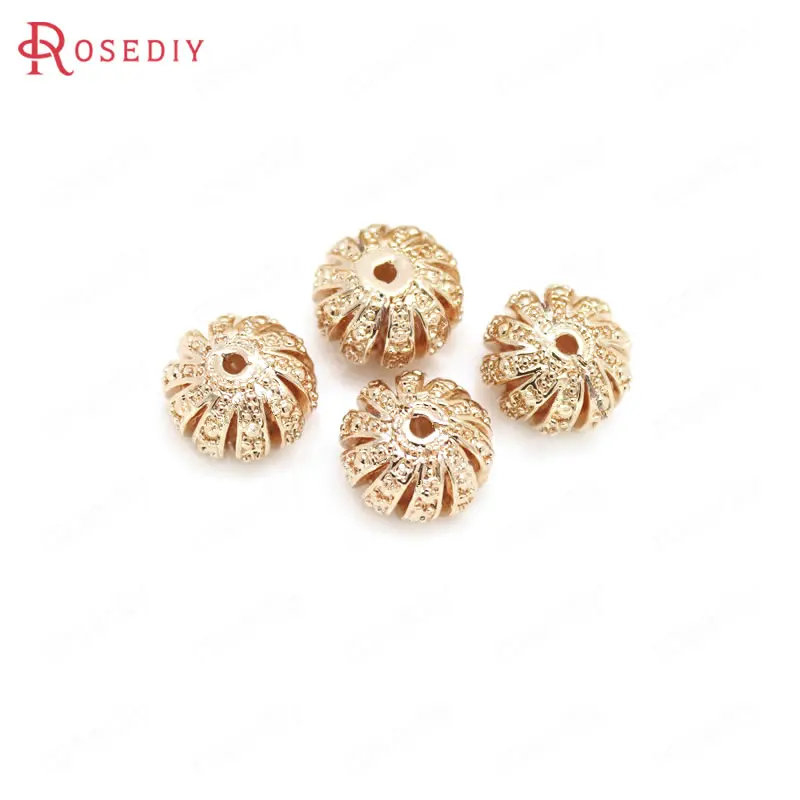

6PCS 7x11MM 24K Champagne Gold Color Plated Brass Hollow Spacer Beads Bracelet Beads High Quality Jewelry Accessories
