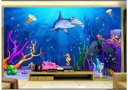 3D настенные фрески обои на заказ картина росписи стены в детской комнате HD Мультфильм Подводный мир фон Декор стены красоты 3d обои