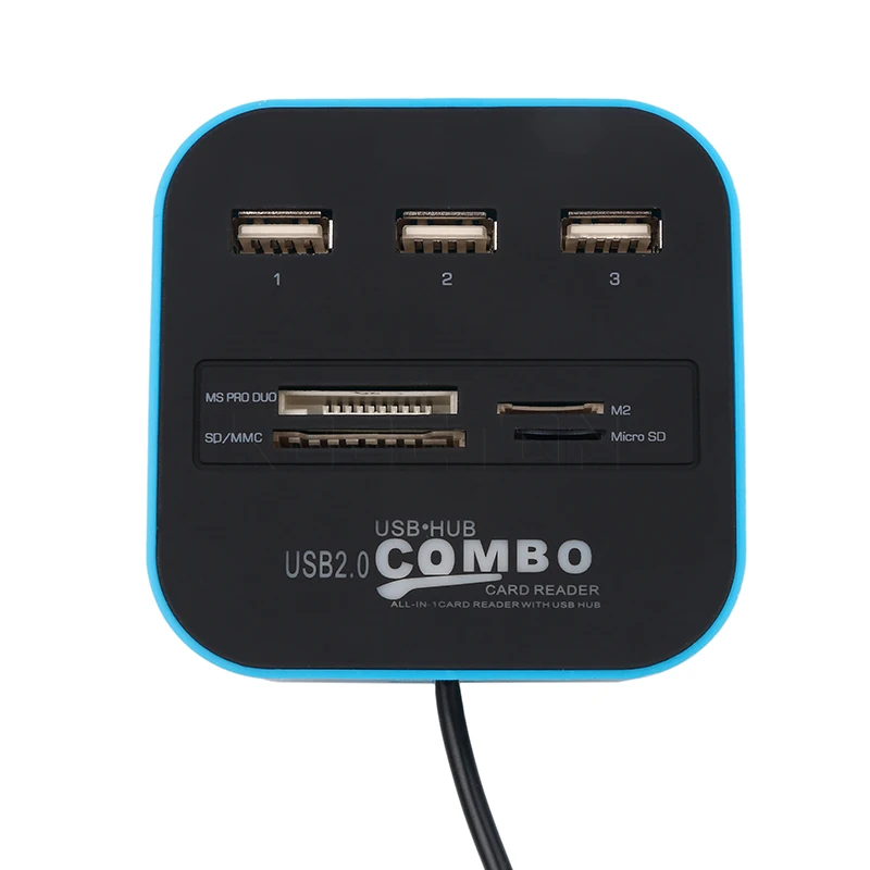 Kebidu 3 порта usb-хаб кард-ридер мульти USB разветвитель 7 в 1 Поддержка Micro TF SD M2 MS SDHC MMC карта usb-хаб 2,0 для портативных ПК