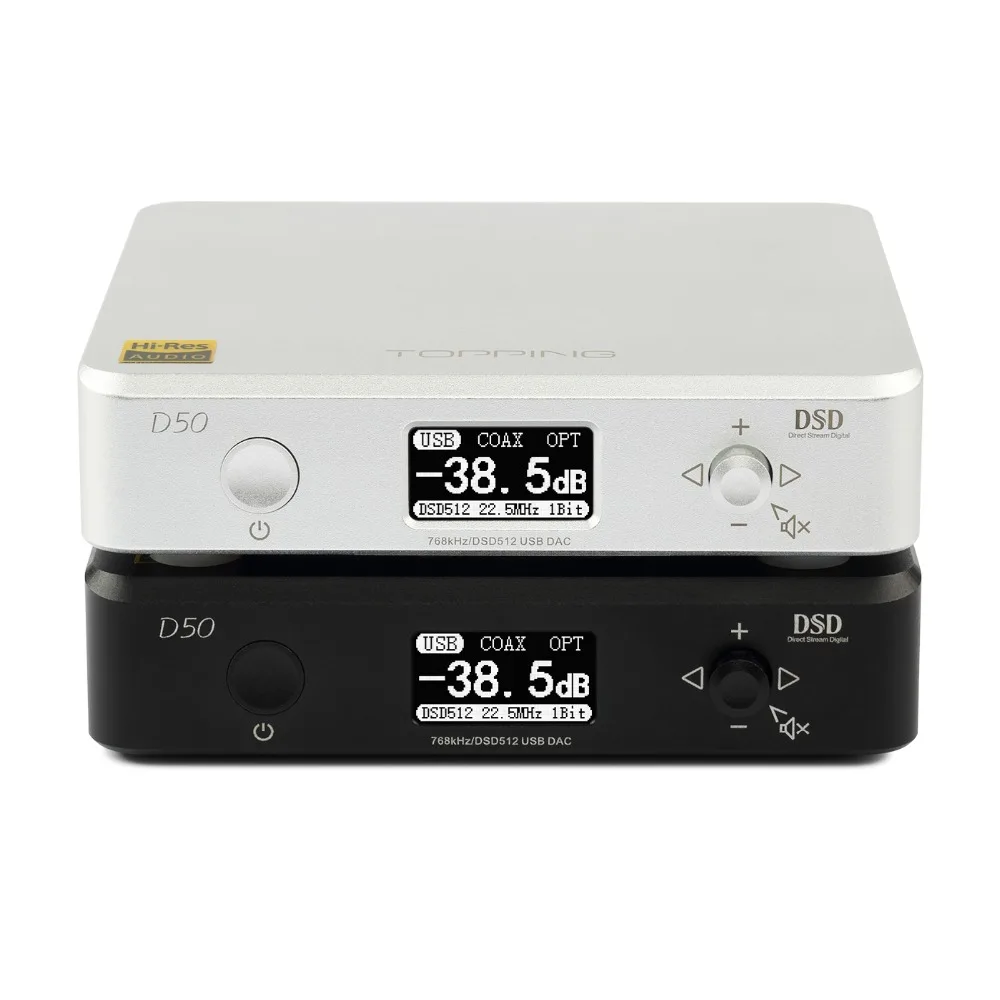 

TOPPING D50 HIFI Audio DAC ES9038Q2M*2 XMOS XU208 DSD512 USB 32Bit/768KHz DSD512 Decoder