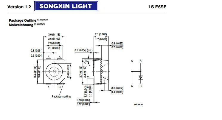 LSE6SF-V2BA-1-1 LS E6SF-V2BA-1-1 OSRAM 3528 красный PLCC-4 общий катод супер яркий светодиодный задний фонарь SMD