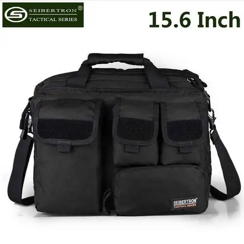 Seibertron Pro-многофункциональная Мужская Военная Тактическая уличная сумка через плечо, сумка-мессенджер, сумки 15,6, портфель 17,3, сумка для ноутбука - Цвет: Black 15.6