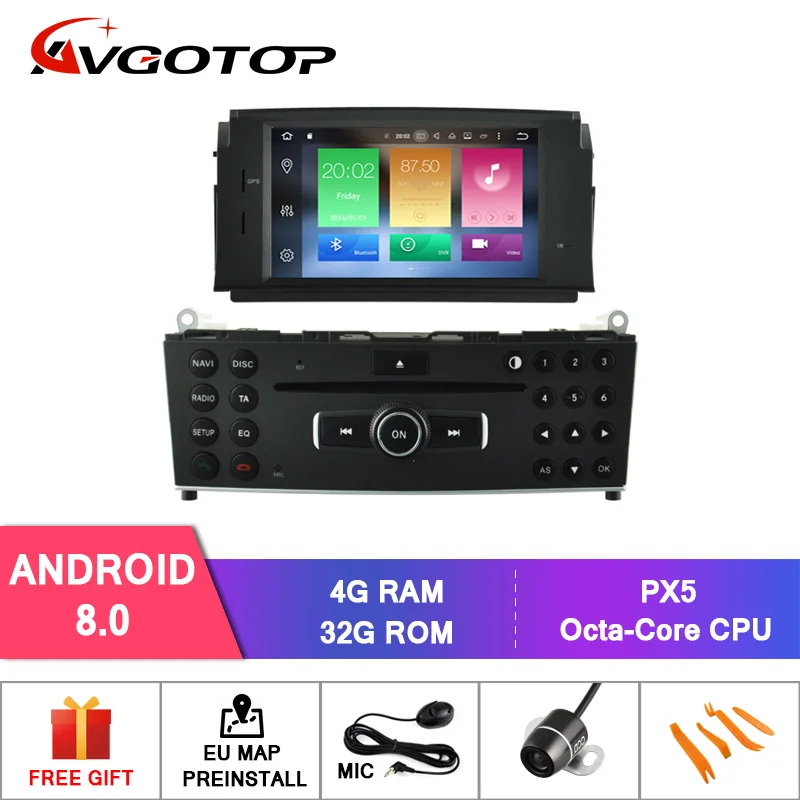 AVGOTOP автомобильный DVD для MERCEDES-BENZ C CLASS W204 2007-2011 ips HD экран автомобильный стерео 8 Восьмиядерный+ DVR/wifi+ DSP+ DAB+ OBD навигация