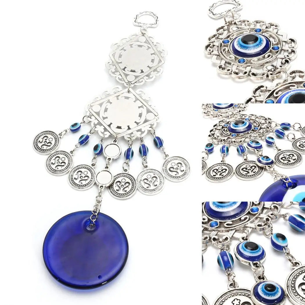Campanas de viento Turquía mal ojo colgantes amuleto hogar pared colgante decoración bendición protección regalo Atrapasueños azul con diamantes de imitación