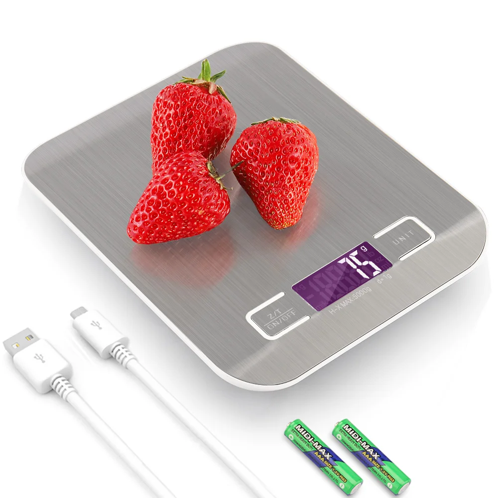 Кухонные цифровые USB весы из нержавеющей стали, 10 кг/5 кг, электронные точные почтовые диетические весы для приготовления пищи, выпечки, измерительные инструменты