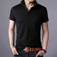 Новинка, модная брендовая дизайнерская летняя рубашка поло, мужская хлопковая приталенная Однотонная рубашка с коротким рукавом, повседневная мужская одежда