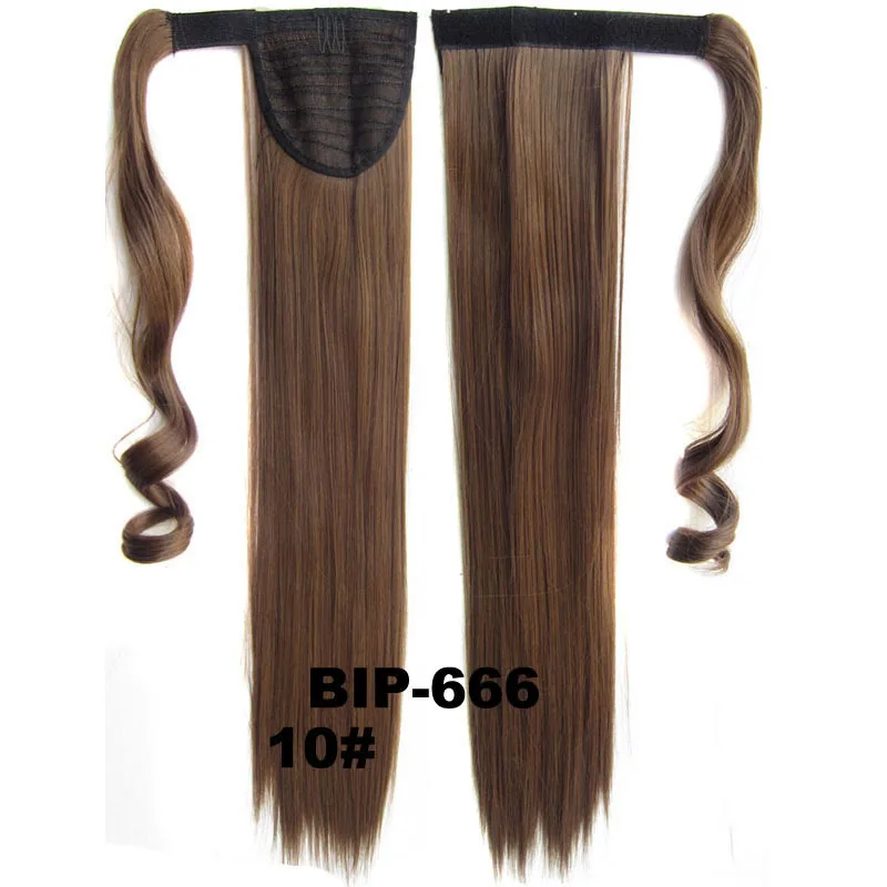 Jeedou 55 см длинные прямые волосы на заколках хвост накладные волосы конский хвост шиньон с заколками синтетические волосы конский хвост волосы для наращивания - Цвет: #10