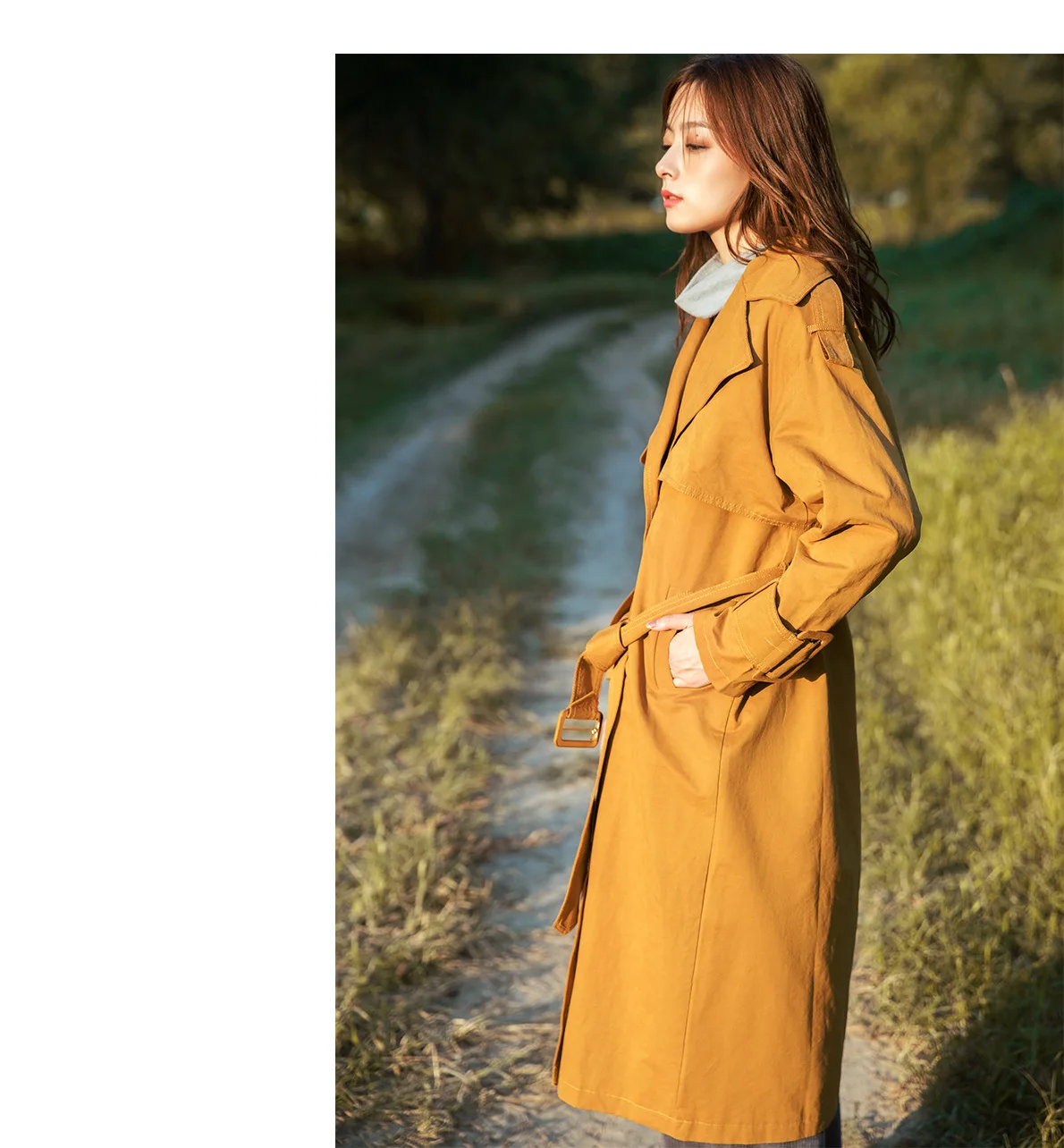 Осень Harajuku Твердые длинным рукавом Тренч для Для женщин двубортный пояса длинные пальто лоскутное ветровка верхняя одежда